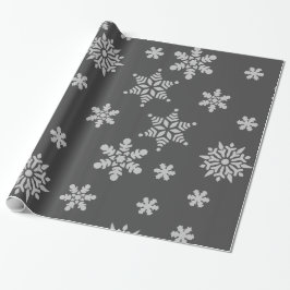 Papel De Regalo Festividades negras y grises con copas de nieve