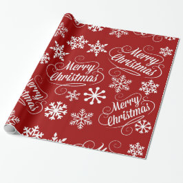 Papel De Regalo Festividades rojas Copos de nieve Feliz Regalo de