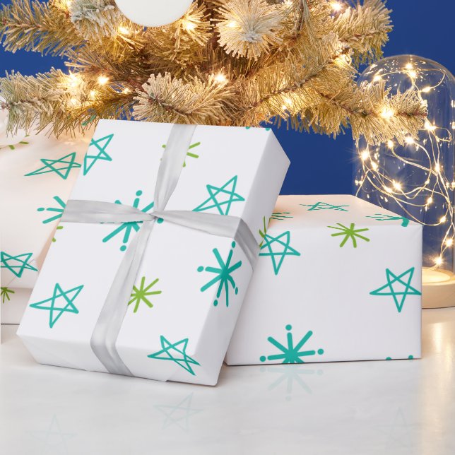 Papel De Regalo Festividades verdes y blancas: Navidades modernos (Vacaciones)