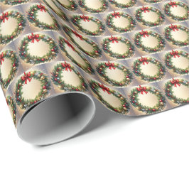 Papel de regalo festivo de corona de Navidad