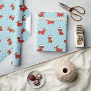 Papel de regalo festivo de Navidad para Dachshund