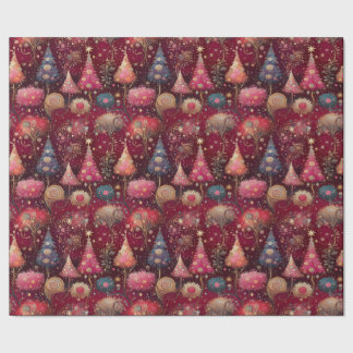 Papel De Regalo Festliche Christbäume in üppigem Pink und Gold