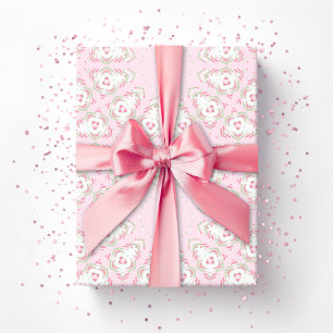 Papel De Regalo Fez Starburst Trellis en Rosa y Verde