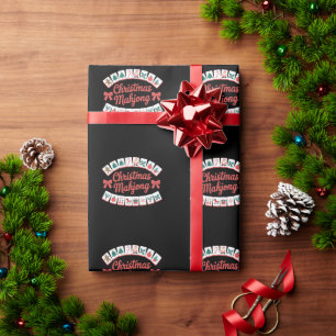 Papel De Regalo Fichas de Mahjong de Navidad Lazos Temporada de Va