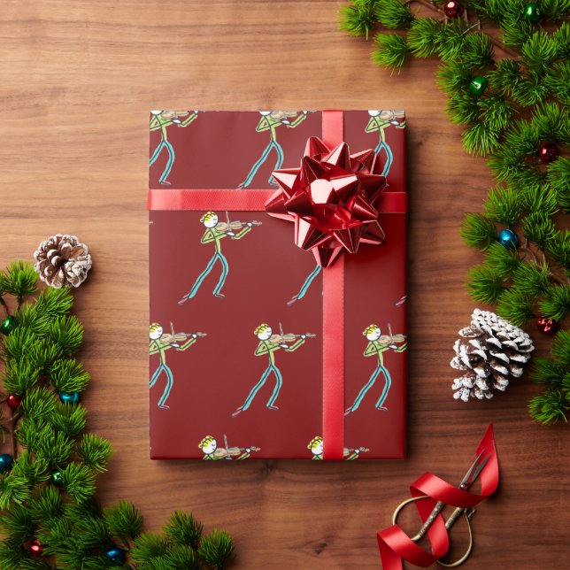 Papel De Regalo Fiddle Playing Stickman (Regalo de vacaciones)