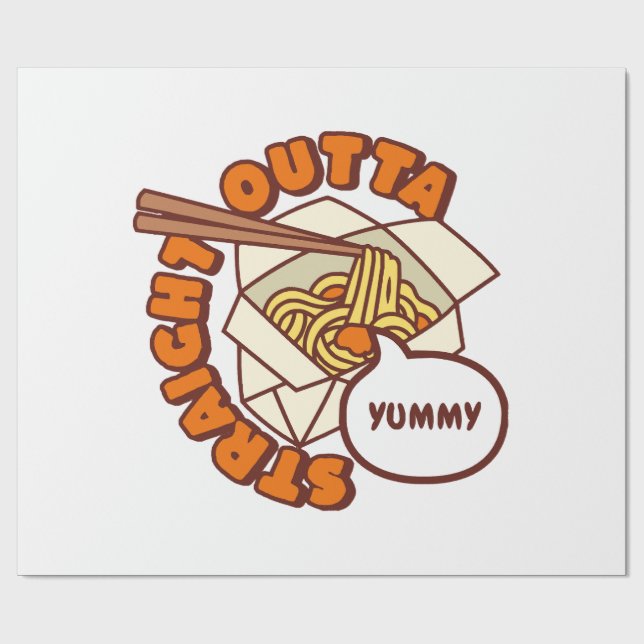 Papel De Regalo Fideos Straight Outta Yummy Ramen (Superficie plana)