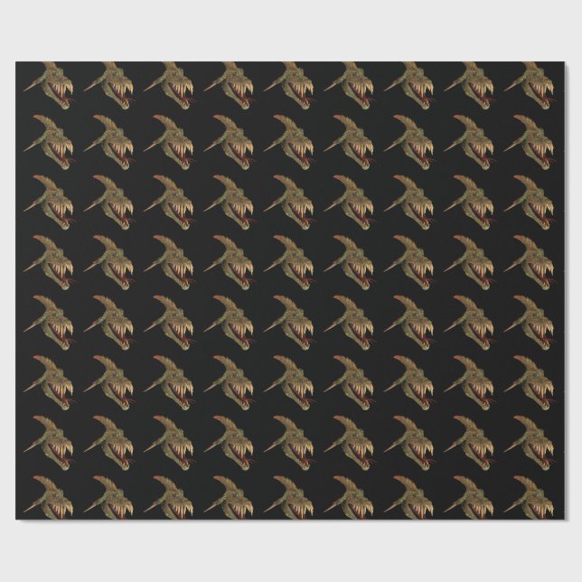 Papel De Regalo Fierce Fantasay Dragon Snhead (Superficie plana)