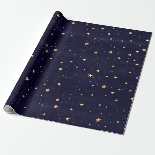 Papel De Regalo Fiesta acuarela de las estrellas de los navidades (Desenrollado)