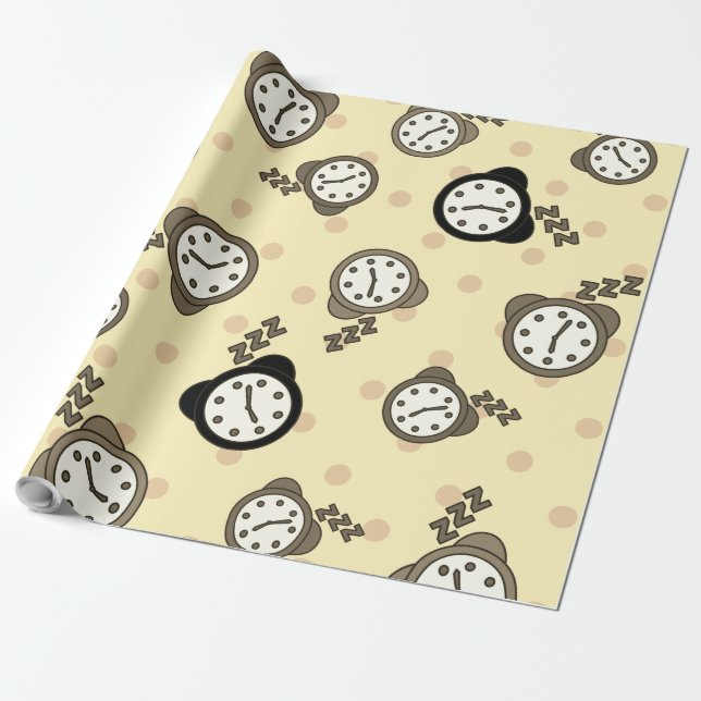 Papel De Regalo Fiesta beige de relojes adorables (Desenrollado)
