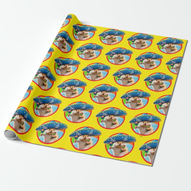 Papel De Regalo Fiesta Chipmunk En Sombrero (Desenrollado)