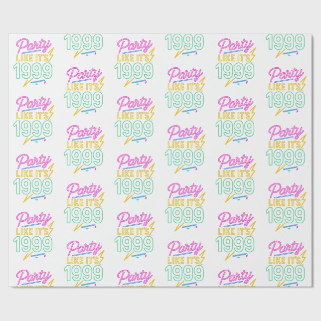 Papel De Regalo Fiesta Como Si Fuera 1999®™ – Voltaje Neon (Superficie plana)