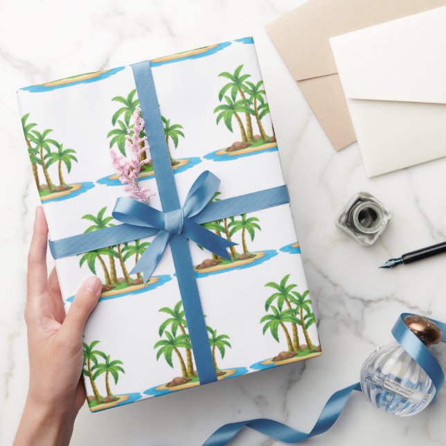 Papel De Regalo Fiesta con forma de palmera de playa (Regalar)