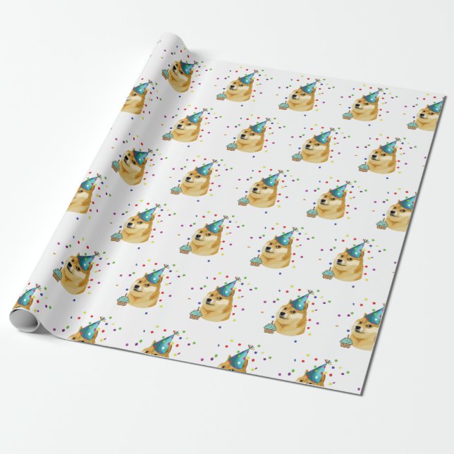 Papel De Regalo ¡Fiesta! Cumpleaños Doge  (Desenrollado)