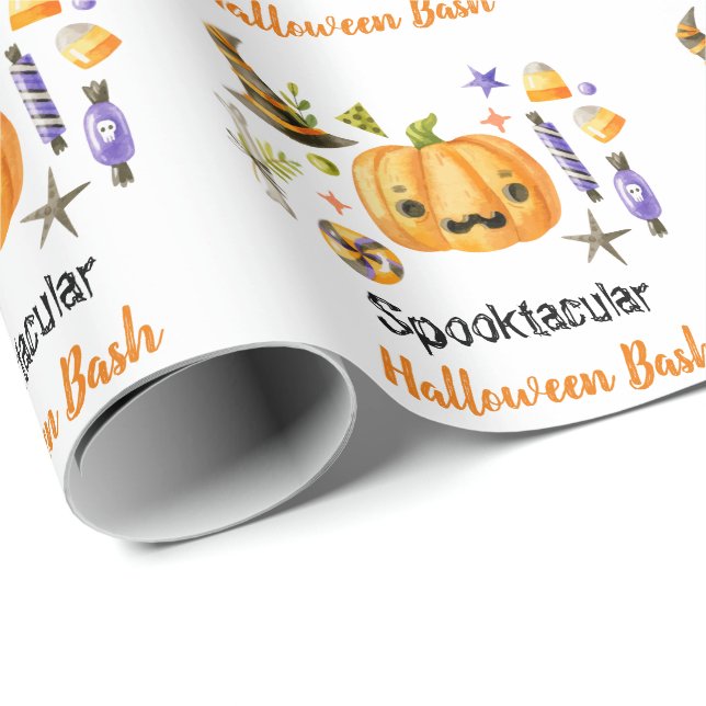 Papel De Regalo Fiesta Cuo Boo Bash Spooktacular Halloween Bash (Esquina del rollo)