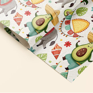 Papel De Regalo Fiesta de aguacates y burro