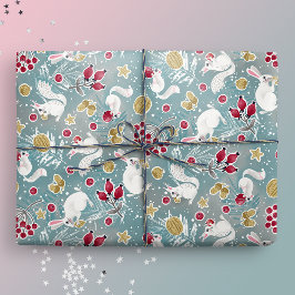 Papel De Regalo Fiesta de Animales de Winter Woodland