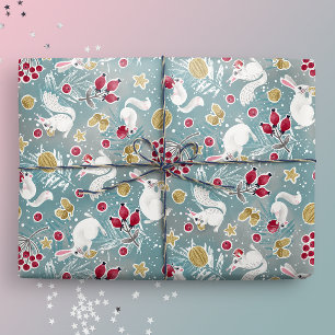 Papel De Regalo Fiesta de Animales de Winter Woodland
