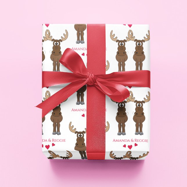 Papel De Regalo Fiesta de Aniversario gracioso Personalizado Cute  (Whimsical moose custom wrapping paper. )