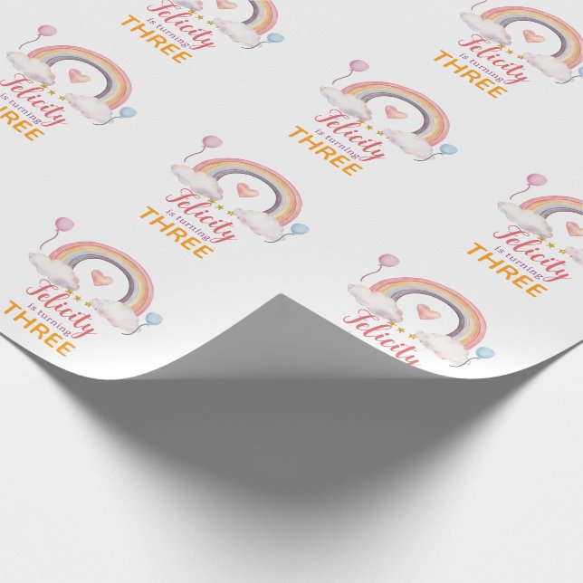 Papel De Regalo Fiesta de Arcoíris con Acuarela (Esquina)