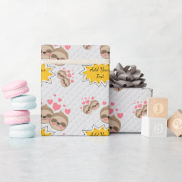 Papel De Regalo Fiesta de Baby Shower con Patrón de Perezoso Lindo