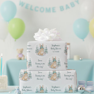 Papel De Regalo Fiesta de Baby Shower de Conejo de Bosque Invernal