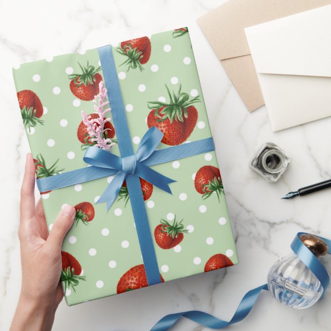Papel De Regalo Fiesta de Bebé con Patrón de Fresa (Regalar)