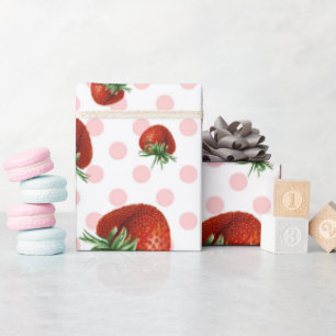 Papel De Regalo Fiesta de Bebé con Patrón de Fresa