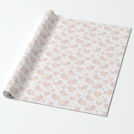 Papel De Regalo Fiesta de Bebé de Pájaros y Flores Rosas