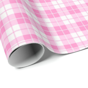 Papel De Regalo Fiesta de bebé de patrón de cuadros rosados en mos