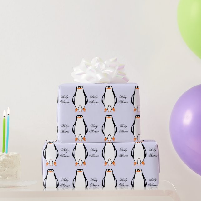 Papel De Regalo Fiesta de Bebé Diseño Pingüino (Regalos de fiesta)