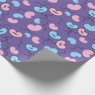 Papel De Regalo Fiesta de Boda de Globos Sr y Sra Morado Sin Costu