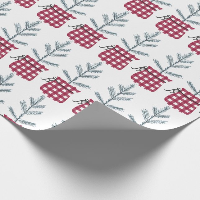 Papel De Regalo Fiesta de Búfalo Rojo de Navidad (Esquina)
