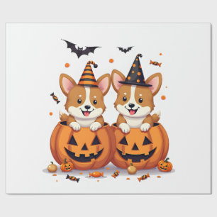 Papel De Regalo Fiesta de Corgi de Calabaza