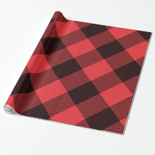 Papel De Regalo Fiesta de Cuadros Búfalo Rojo y Negro