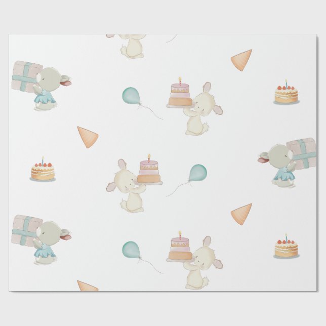 Papel De Regalo Fiesta de cumpleaños (Superficie plana)