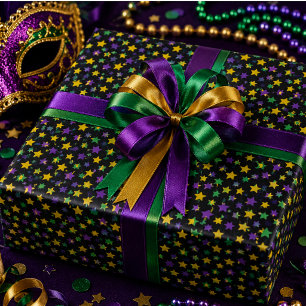 Papel De Regalo Fiesta de Cumpleaños 21 con Máscara de Mardi Gras
