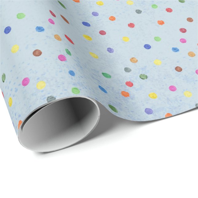 Papel De Regalo Fiesta de Cumpleaños Azul Cue la Confeti (Esquina del rollo)