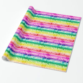 Papel De Regalo Fiesta de Cumpleaños con Arte de Lluvia de Colores