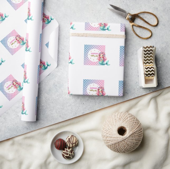 Papel De Regalo Fiesta de cumpleaños con patrón de escamas de sire (Artesanía)