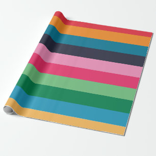 Papel De Regalo Fiesta de Cumpleaños con Rayas Coloridas