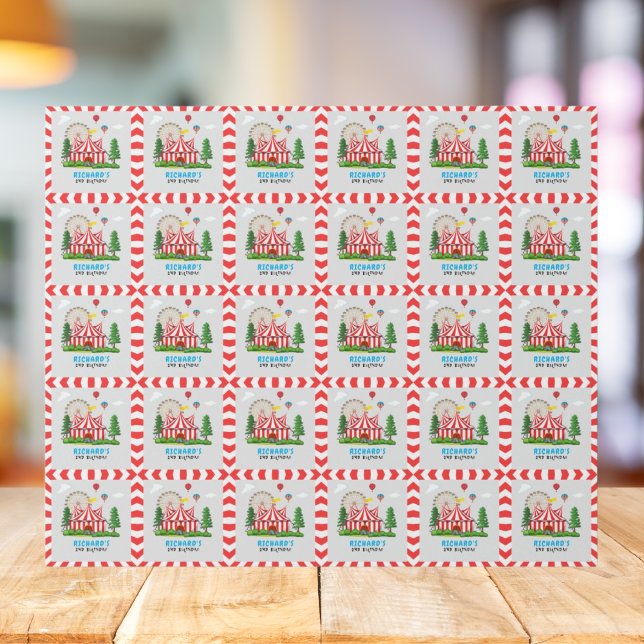 Papel De Regalo Fiesta de Cumpleaños con Tema de Carnaval de Circo (Subido por el creador)