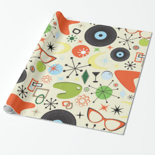 Papel De Regalo Fiesta de cumpleaños con tema Retro Checker años 5