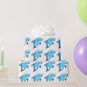 Papel De Regalo Fiesta de Cumpleaños de Animales Marinos con Delfi