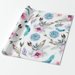 Papel De Regalo Fiesta de Cumpleaños de Chica Boho Floral Chic Boh