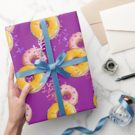 Papel De Regalo Fiesta de cumpleaños de Cute Purple Donut Colorido