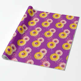 Papel De Regalo Fiesta de cumpleaños de Cute Purple Donut Colorido