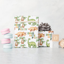 Papel De Regalo Fiesta de cumpleaños de Dino-mite