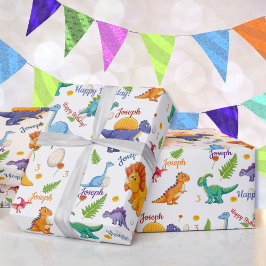 Papel De Regalo Fiesta de cumpleaños de dinosaurios Personaliza el