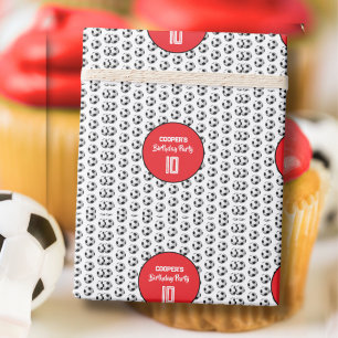 Papel De Regalo Fiesta de Cumpleaños de Fútbol Niño Rojo