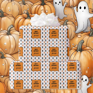 Papel De Regalo Fiesta de cumpleaños de Halloween Añadir nombres a